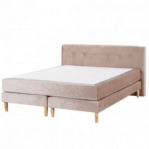Beliani BOXSPRINGOVÁ POSTEL 160/200 cm Pastelově růžová Marquise