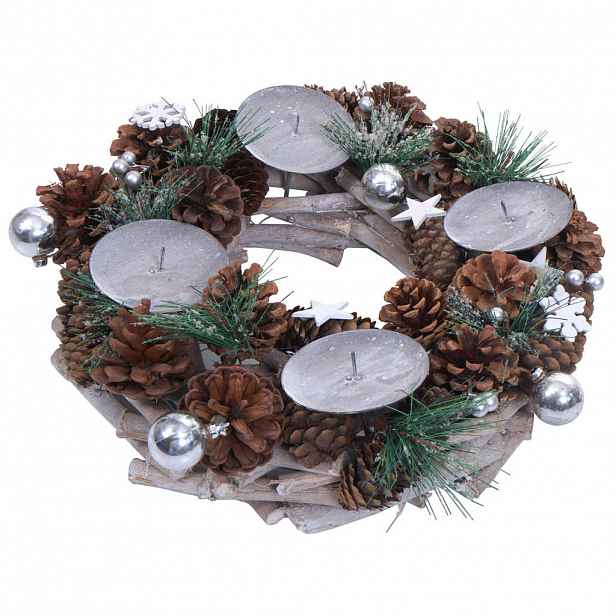 MCW ADVENTNÍ VĚNEC SE SVÍČKAMI Hnědý
