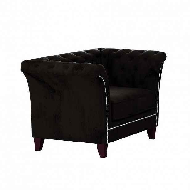 S-Style CHESTERFIELD KŘESLO Fusion z černého sametu