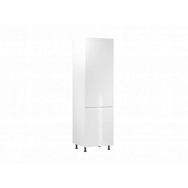 Skříň na vestavnou lednici ARBOR - šířka 60 cm, lesklá bílá / bílá, levé provedení