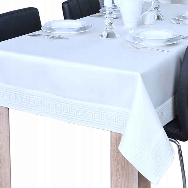 Ubrus odolný proti skvrnám Rhodos 260 x 140 cm, bílý