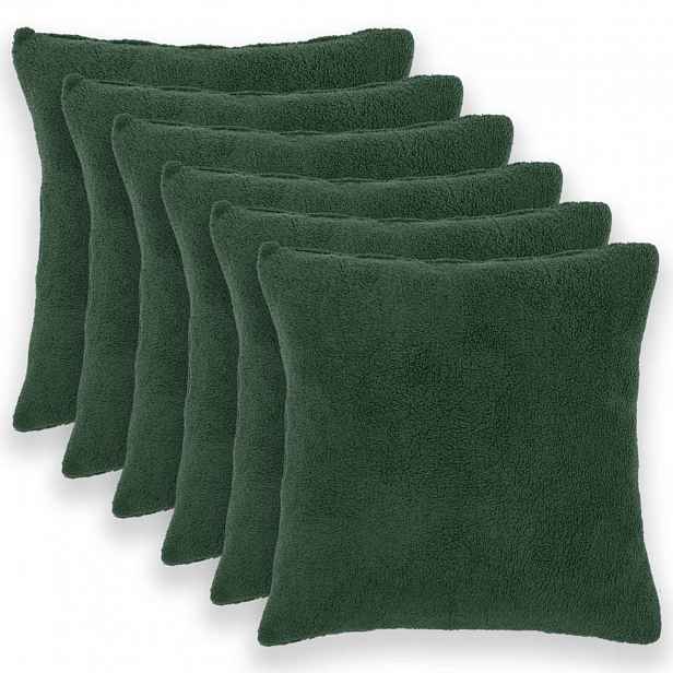 vidaXL Povlak na polštář 6 pcs HEERLEN Tmavě zelená 65 x 65 cm Bouclé