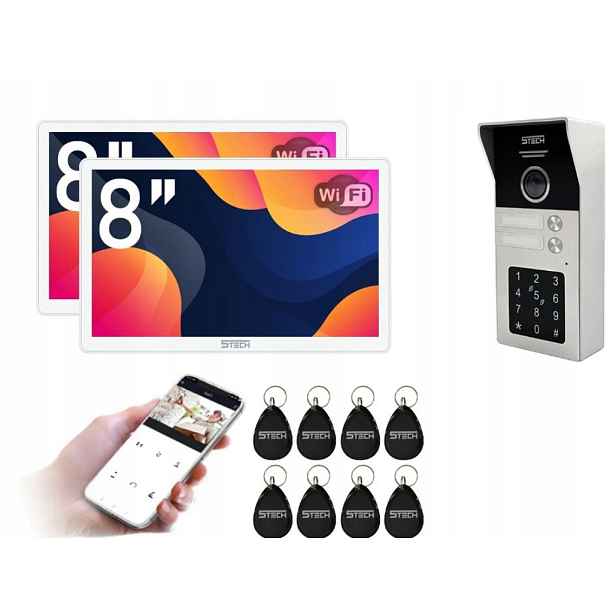 Video interkom 2-vodičový digitální 5tech WiFi Fhd 8" 2xVirgo One PLUS(W)/82225-2