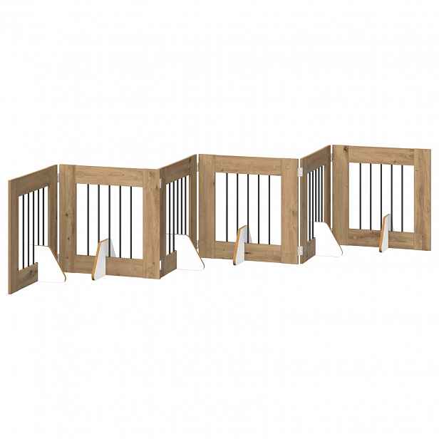 vidaXL Skládací psí brána se stojany 6 ks Dub artisan 362 cm