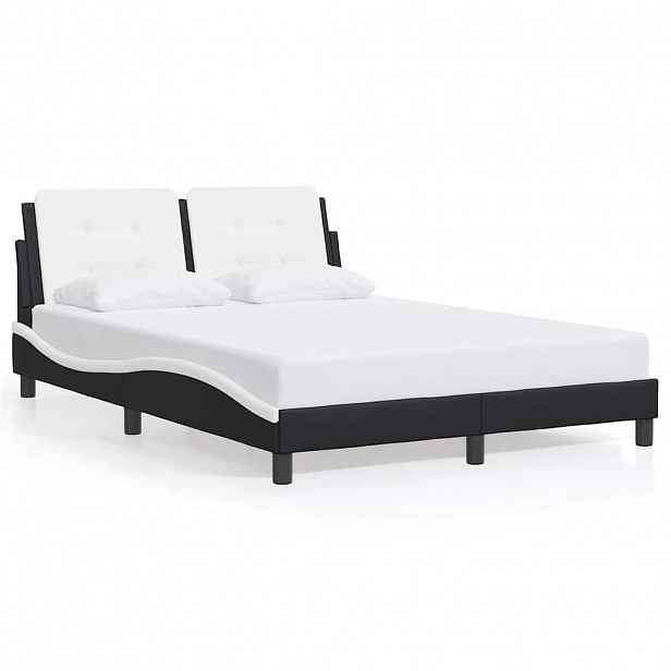 vidaXL Rám postele bez matrace Zadar černý a bílý 140 x 200 cm umělá kůže