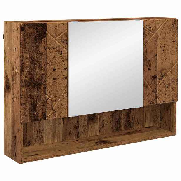 vidaXL Zrcadlová skříň Staré dřevo 80 x 17 x 55 cm kompozitní dřevo