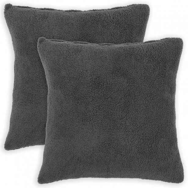 vidaXL Povlak na polštář 2 pcs HEERLEN Tmavě šedá 65 x 65 cm Bouclé