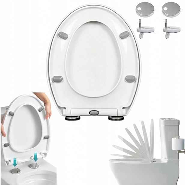 Wc Sedátko S Pozvolným Sklápěním, Tvrdé, Silné, Univerzální, Odnímatelné, Prémiové Wc