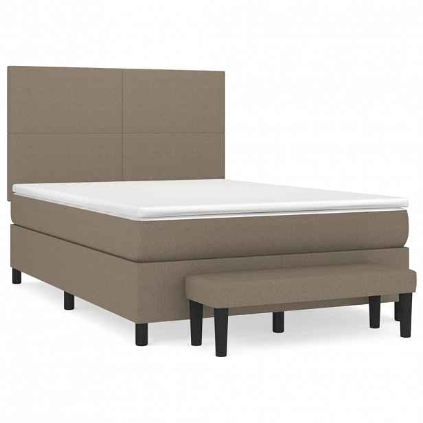 vidaXL Box spring postel s matrací taupe 140x190 cm textil