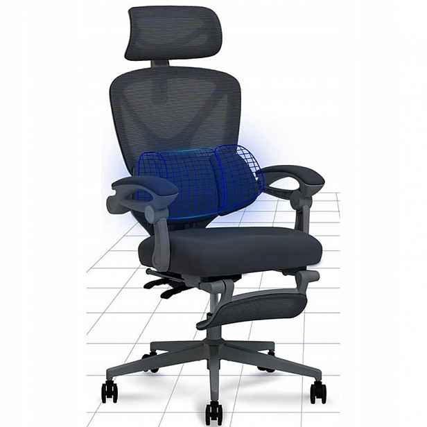Ergonomická kancelářská židle OC4B black, s náklonem 135°, černá