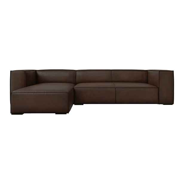Tmavě hnědá kožená rohová pohovka (levý roh) Madame – Windsor & Co Sofas