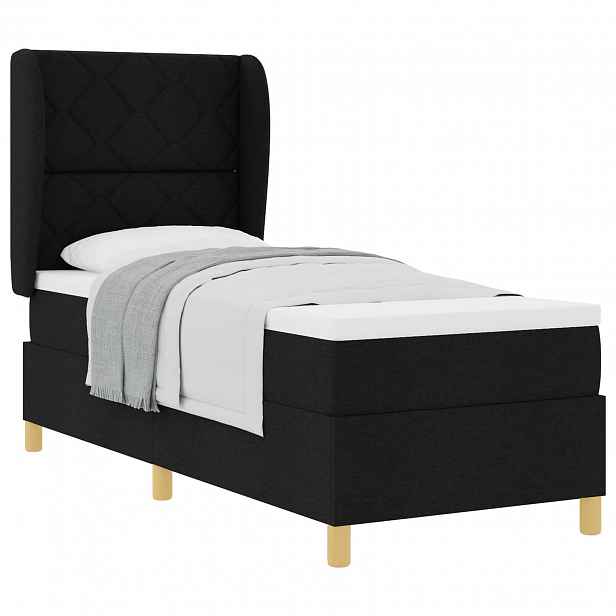 vidaXL Postel s boxspringem s čelo Černý 200 x 80 cm textil