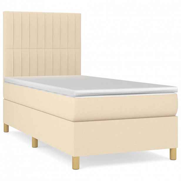 vidaXL Box spring postel s matrací krémová 90x190 cm textil