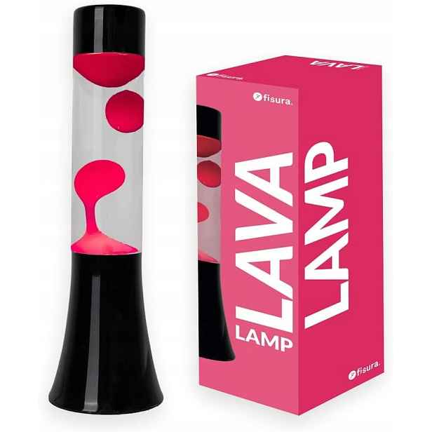 Lávová lampa magma Lava Lawa lampička kov/sklo 0460 černá/PINK 31 cm Fisura