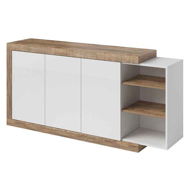MASSENO KOMODA SINFONIA, 180/86/40 cm se 3 dvířky, dekor dub
