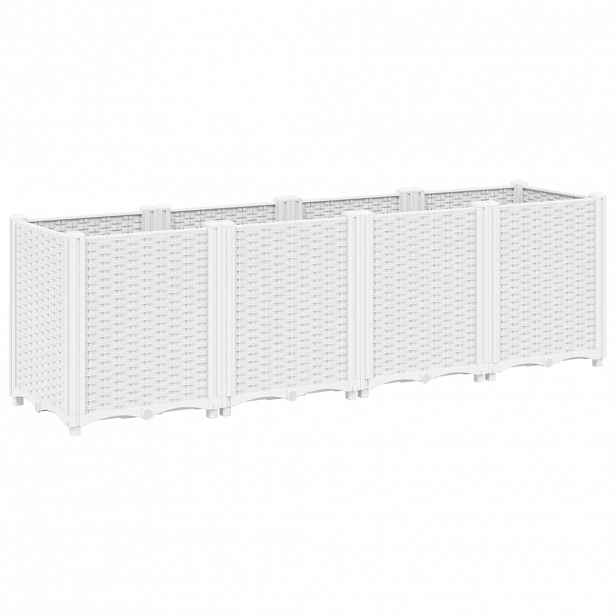 vidaXL Zahradní truhlík bílý 160 x 40 x 53 cm PP