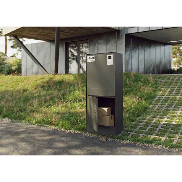 Box na balíky s poštovní schránkou JAP Liberty Full RAL 7016 400×400×1 500 mm