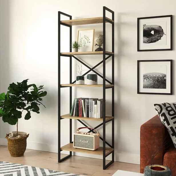 Casarredo DENTON regál, barva borovice + černý kov