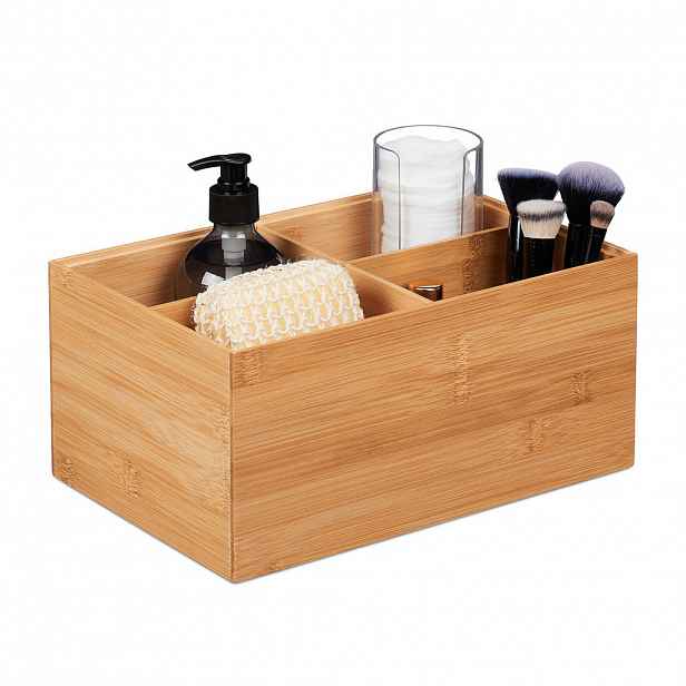 Relaxdays KRABICE Přírodní bambus 4 přihrádky