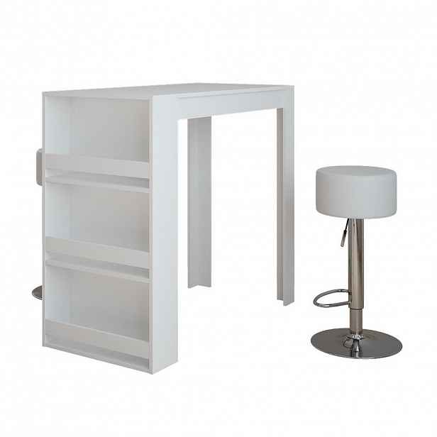Vicco BAROVÝ STŮL Repose Bílá 57 x 117 cm se 2 barovými stoličkami