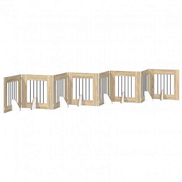 vidaXL Skládací psí brána se stojany 8 ks Dub sonoma 60 cm