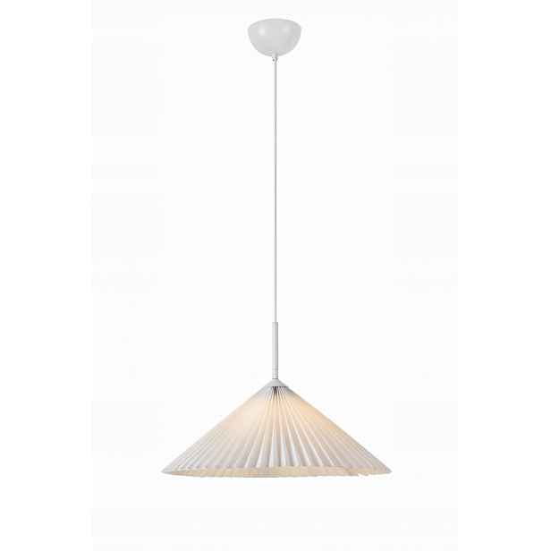 Závěsná lampa bílá s plisovaným stínidlem do jídelny, závit E27 Markslojd