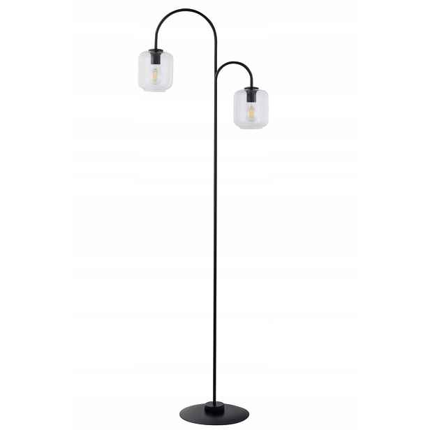 Moderní minimalistická černá podlahová lampa se dvěma skleněnými stínidly Sigma