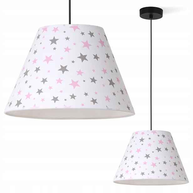 Závěsná Stropní Lampa Dětský Lustr Růžové Hvězdičky Do Ložnice 30 CM