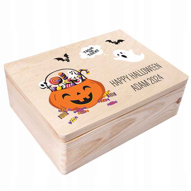 Dřevěná Krabička na bonbóny halloweenský suvenýr, dárek pro dítě 40x30