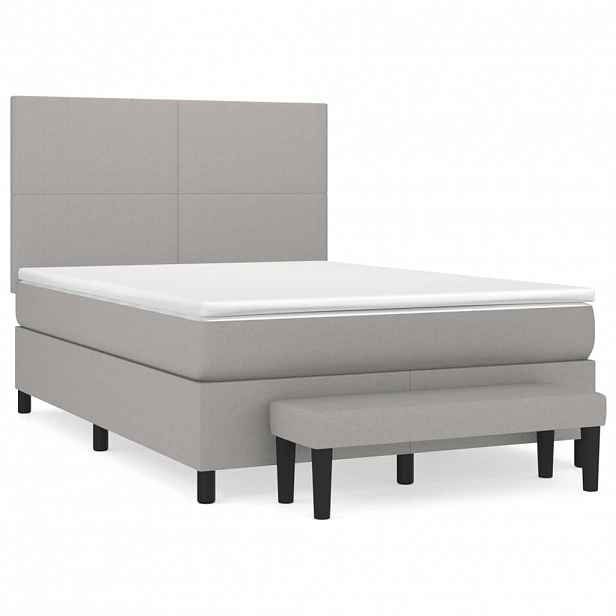 vidaXL Box spring postel s matrací světle šedá 140 x 200 cm textil