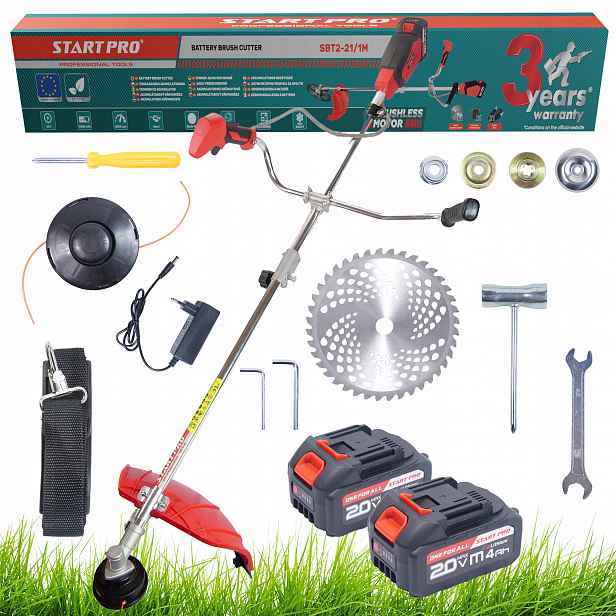 aku strunová sekačka, vyžínač StartPro SBT2-21/1M 2x 20V 4.0Ah