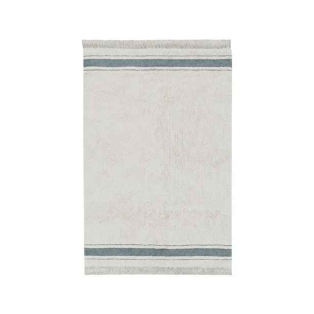 Modro-krémový pratelný ručně tkaný bavlněný koberec 90x130 cm Gastro Vintage Blue – Lorena Canals