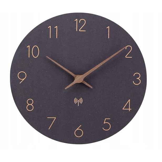 Nástěnné hodiny Accshine: stylové, rádiové, 30 cm, bezhlučné, černé, Mdf.