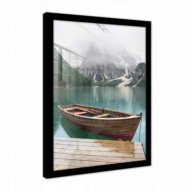 Obraz Na Zeď V Rámu Plakát Obývací Pokoj Ložnice Loďka Hory Jezero 70x50