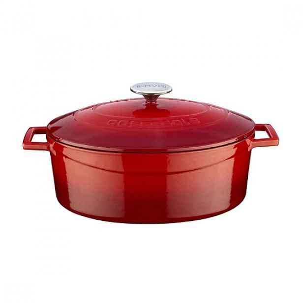 Oválný hrnec, litinový, 29 cm / 4,67 l, řada "Folk", červený - LAVA