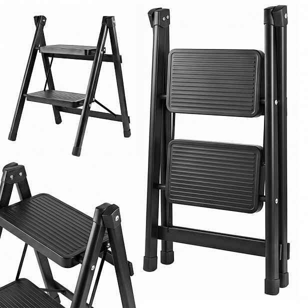 Žebřík Skládací domácí žebřík 2 stupně Protiskluzový 150 kg Bedee
