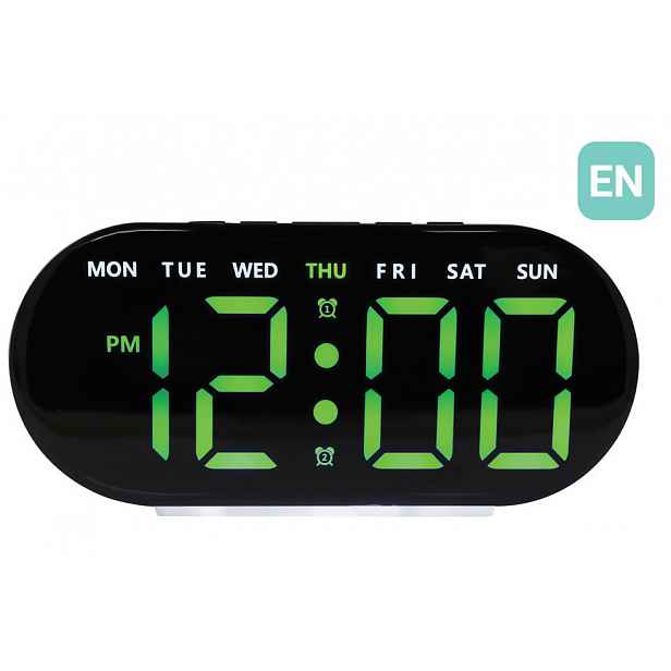 Zelený Budík Led Jvd SB8035.2 Teploměr Podsvícení Dva Alarmy