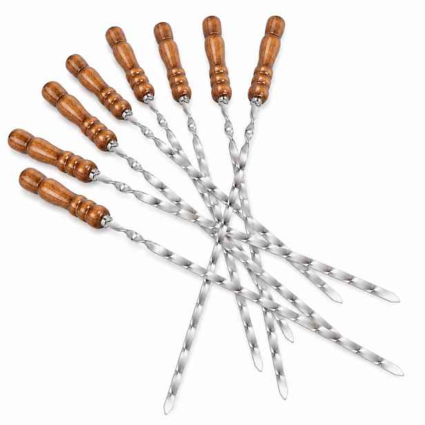 8 X Špízy Na Špízy Grilovací Jehly Nerezové 600/12/3 MM Leštěné