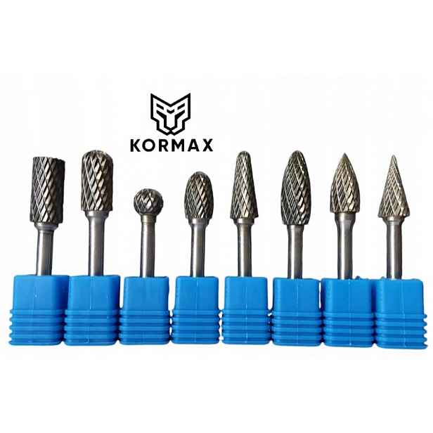 Rychlootáčkový frézovací rotační pilník 12 mm na karbidový kov Set 8ks