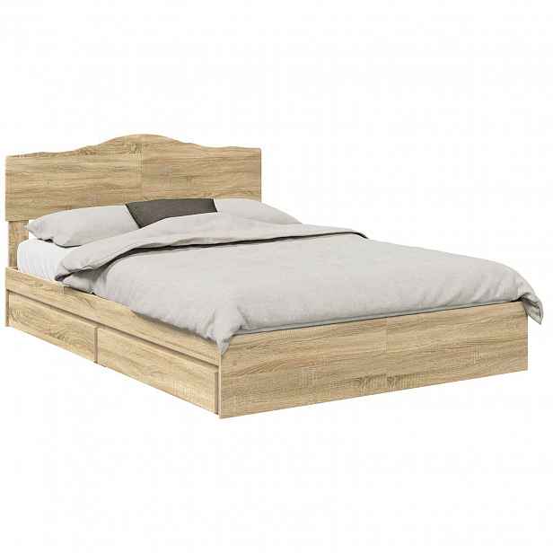 vidaXL Postel s úložným prostorem se zásuvkou Sonoma dub 150 x 200 cm