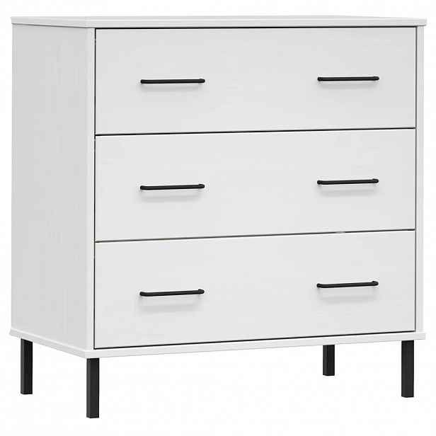 vidaXL Příborník se 3 zásuvkami bílý 77x40x79,5 cm masivní dřevo OSLO