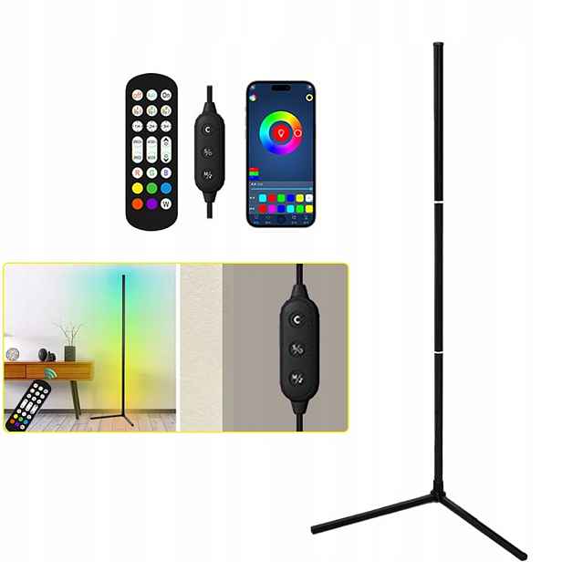 160 cm Stojací rohová Led lampa Rgb 10W