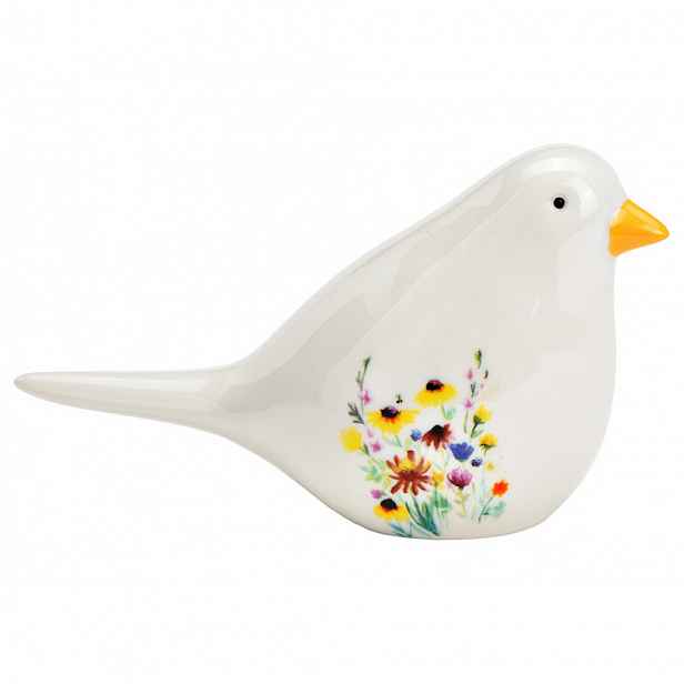 Bílý porcelánový ptáček BIRD FLORAL