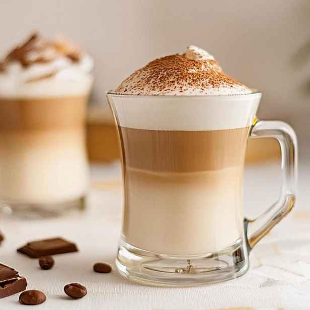 TEMU Skleněný hrnek s na kávu, čaj, latte, cappuccino, teplé a studené nápoje, džusy, vodu - Glasmark - 180 ml, 210 ml - Průhledné sklo s pevnou