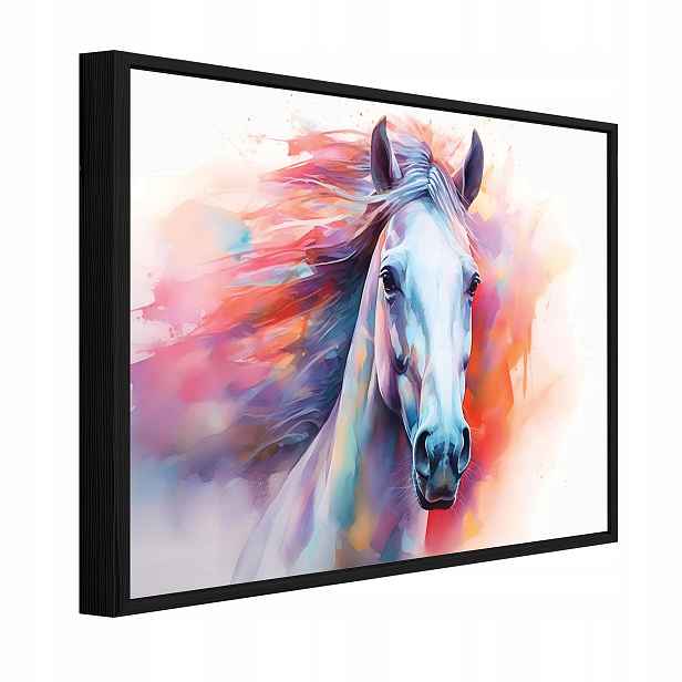 Obraz V Rámu Růžový Kůň Pro Dívku Do Dětského Pokoje 60x40