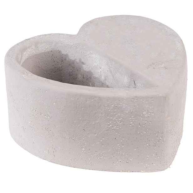 Šedý květináč ve tvaru srdce - 13*13*6 cm Clayre & Eef