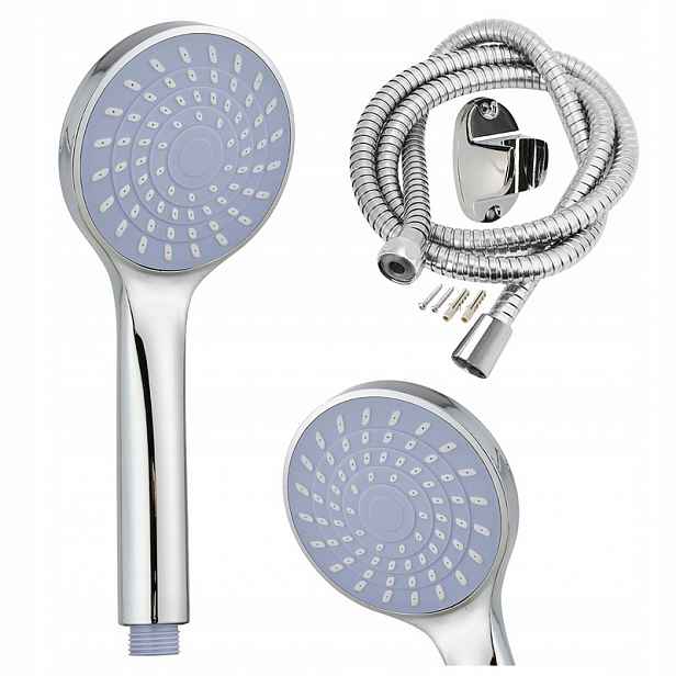 TEMU SHOWER SET: Ruční sprcha + Hadice + Držák Chrom OVAL JETS