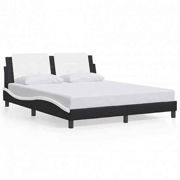 vidaXL Rám postele bez matrace Zadar černý a bílý 160 x 200 cm umělá kůže