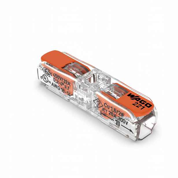 Elektrická spojka Wago 2x 0,2-4 mm průchozí 221-2411