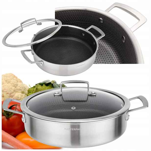 Hrnec ocelový hrnec 28 cm 3,7 l s víkem z medová plástev, indukce a plyn